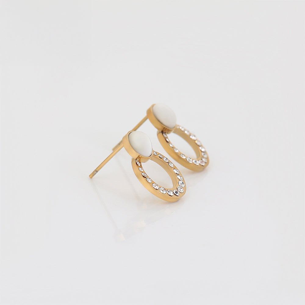 Pendientes de Aleación Bañado en Oro con Cristal Emporia® Blanco