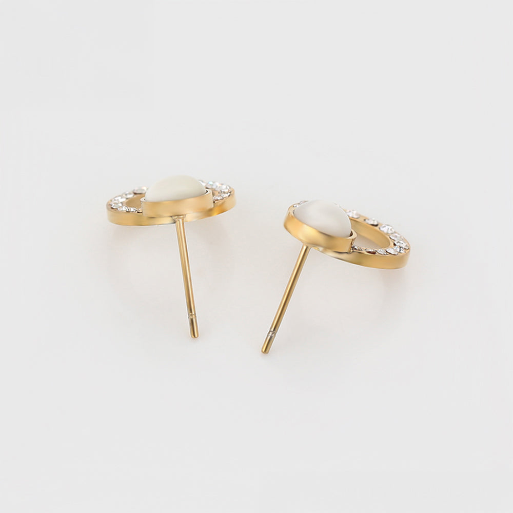 Pendientes de Aleación Bañado en Oro con Cristal Emporia® Blanco