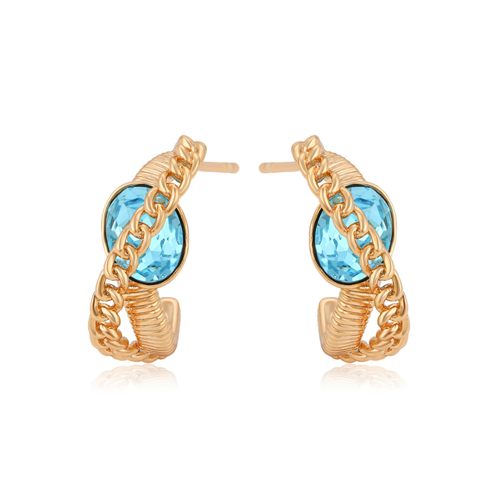 Pendientes de Aleación Bañado en Oro con Cristal Emporia® Azul 1 
