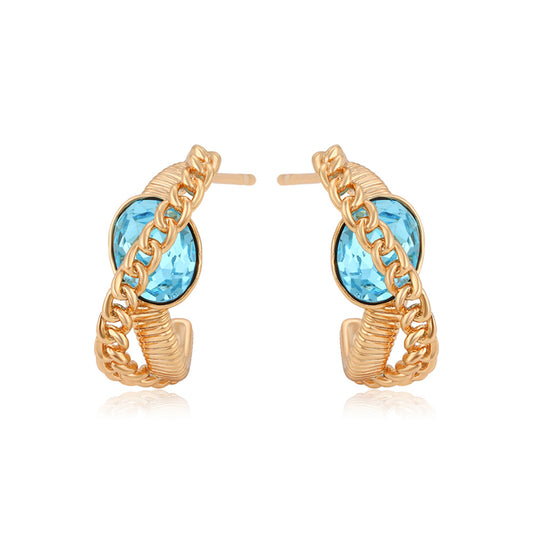 Pendientes de Aleación Bañado en Oro con Cristal Emporia® Azul
