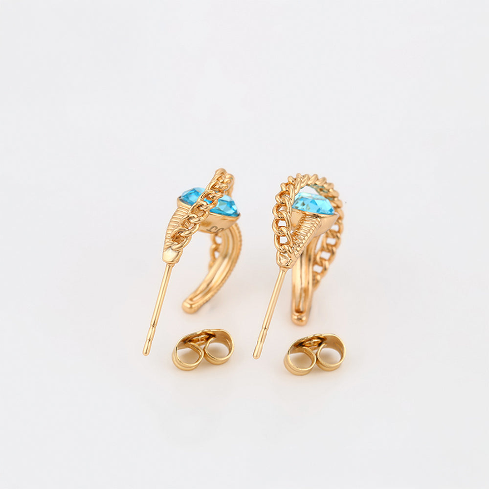 Pendientes de Aleación Bañado en Oro con Cristal Emporia® Azul 7 