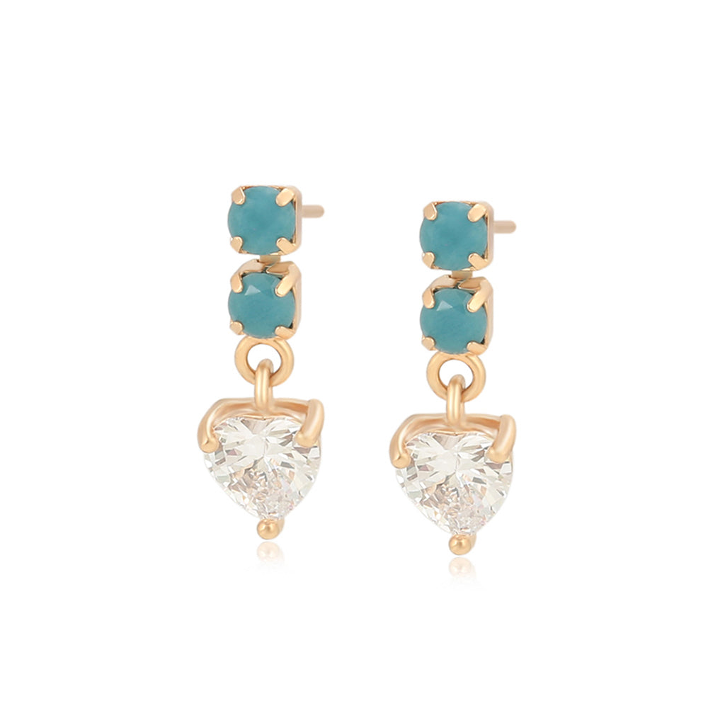 Pendientes de Aleación Bañado en Oro con Cristal Emporia® Verde y Cristal Emporia® Blanco 1 