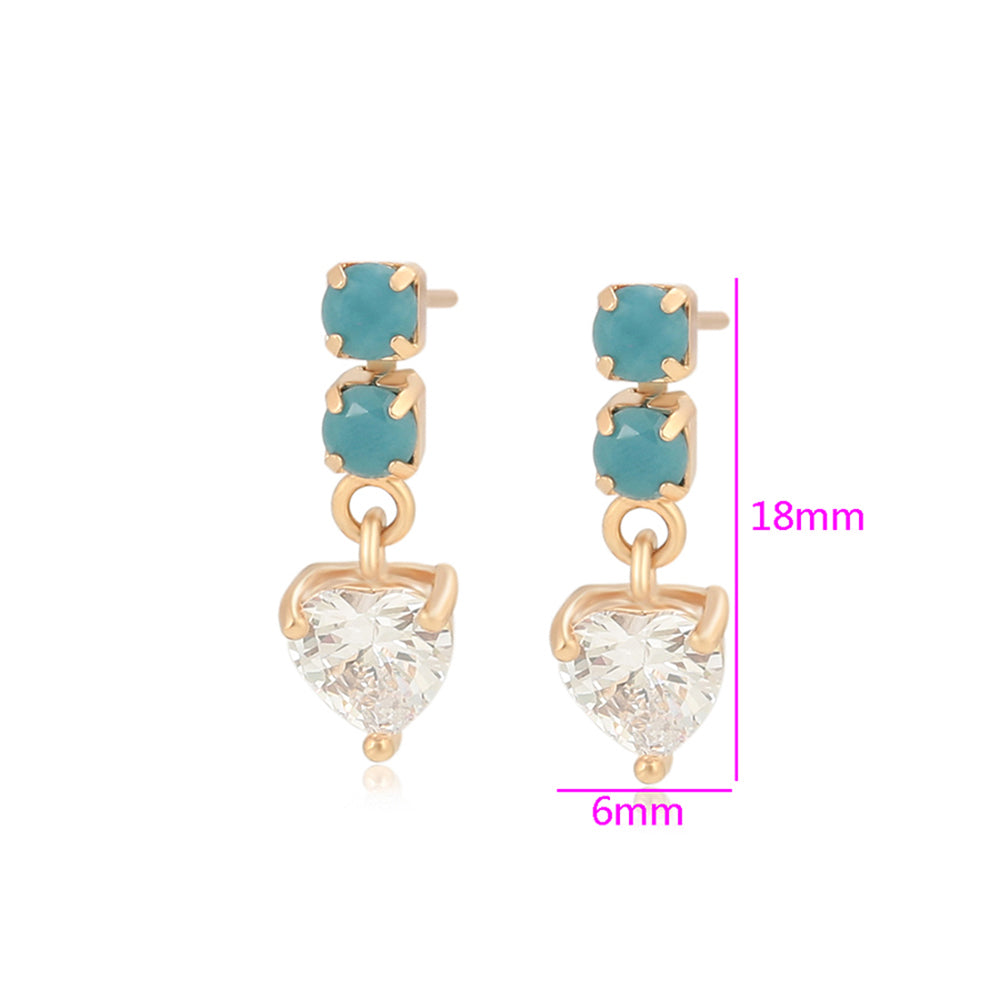 Pendientes de Aleación Bañado en Oro con Cristal Emporia® Verde y Cristal Emporia® Blanco