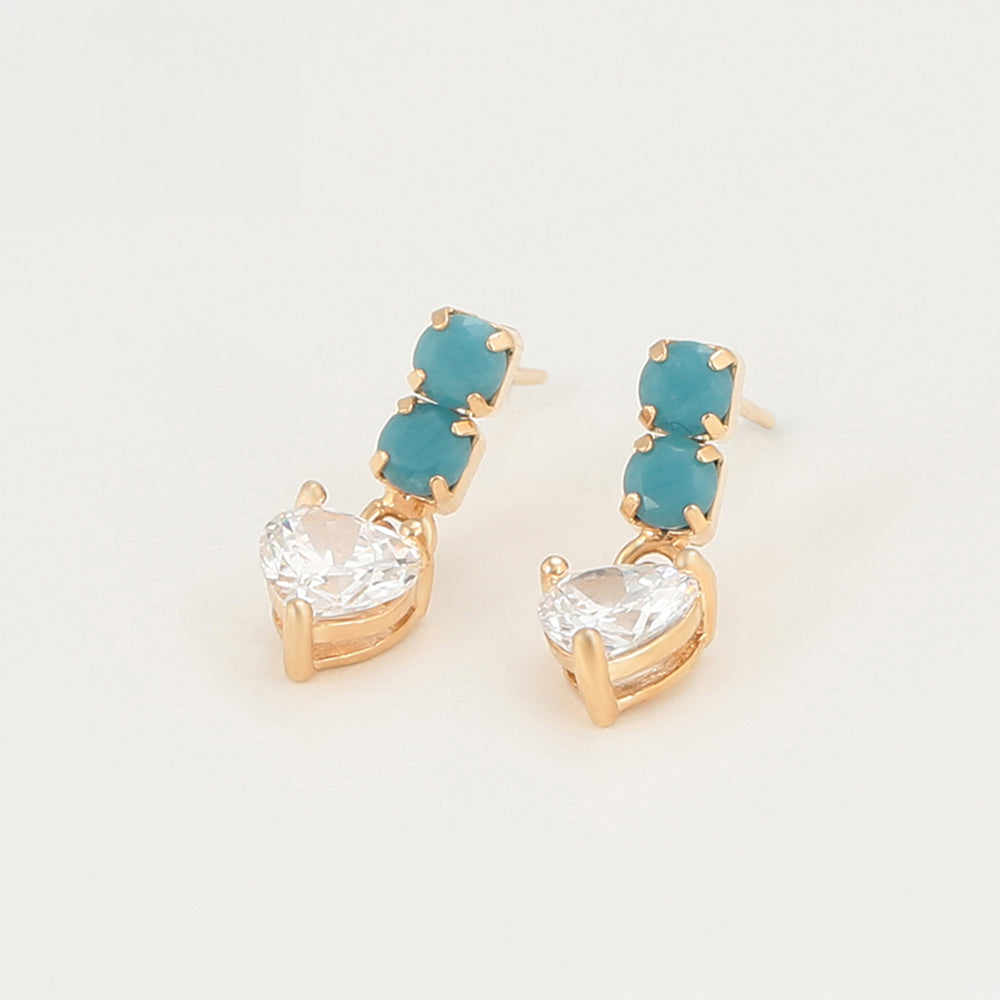 Pendientes de Aleación Bañado en Oro con Cristal Emporia® Verde y Cristal Emporia® Blanco 3 