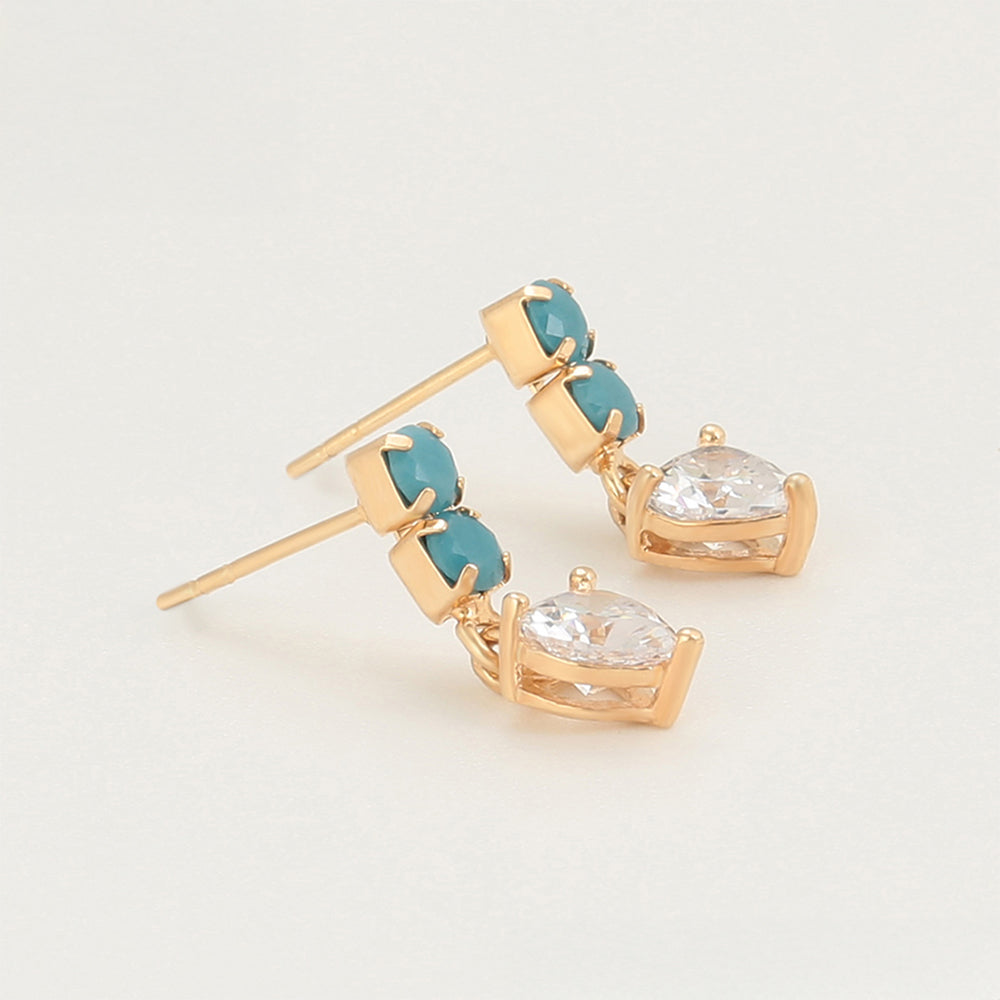 Pendientes de Aleación Bañado en Oro con Cristal Emporia® Verde y Cristal Emporia® Blanco 4 