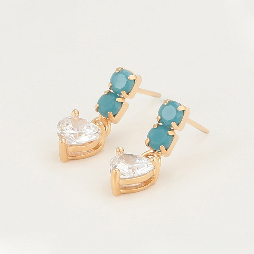 Pendientes de Aleación Bañado en Oro con Cristal Emporia® Verde y Cristal Emporia® Blanco 5 