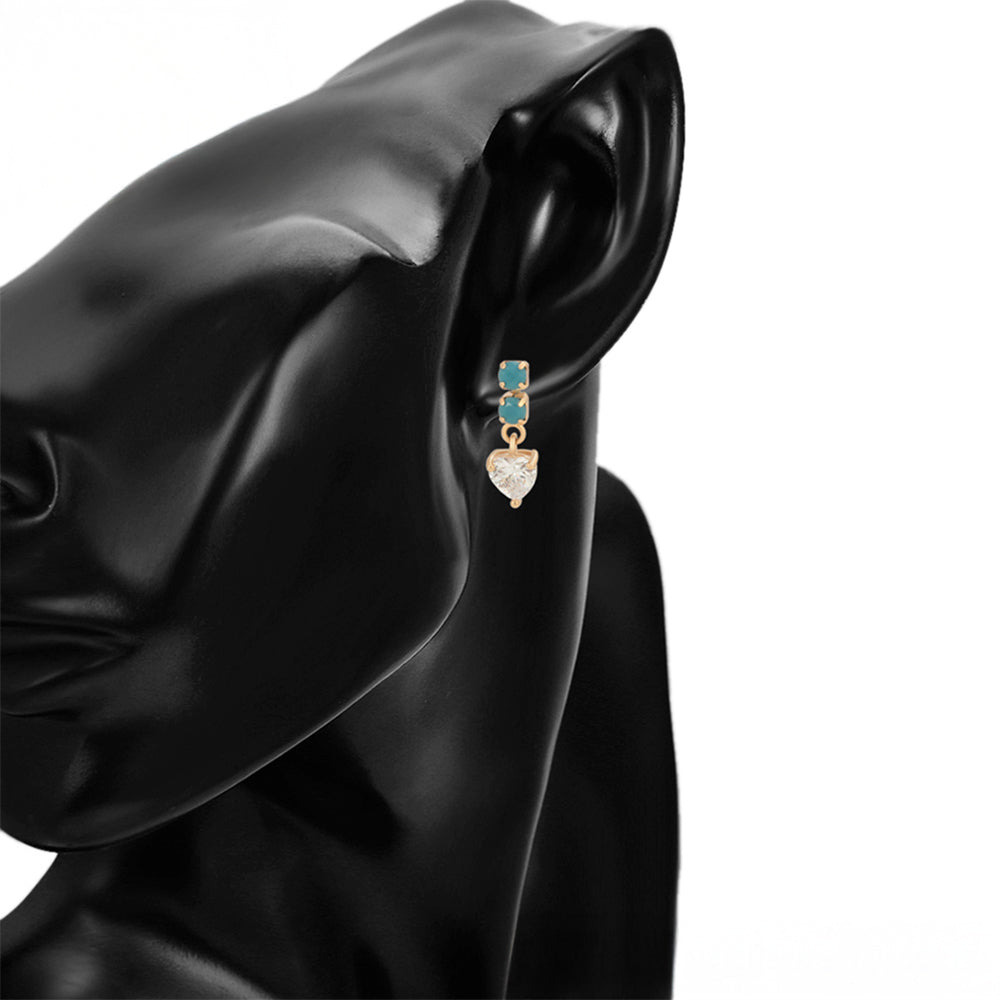 Pendientes de Aleación Bañado en Oro con Cristal Emporia® Verde y Cristal Emporia® Blanco 8 