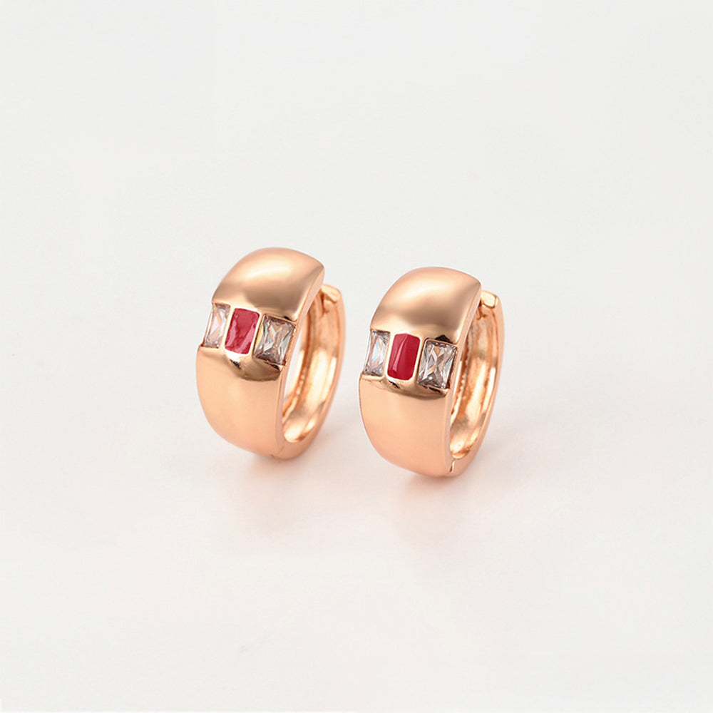 Conjunto de Aleación Bañado en Oro con Cristal Emporia® Rojo y Cristal Emporia® Blanco ( Pendientes +Anillo ) 4 