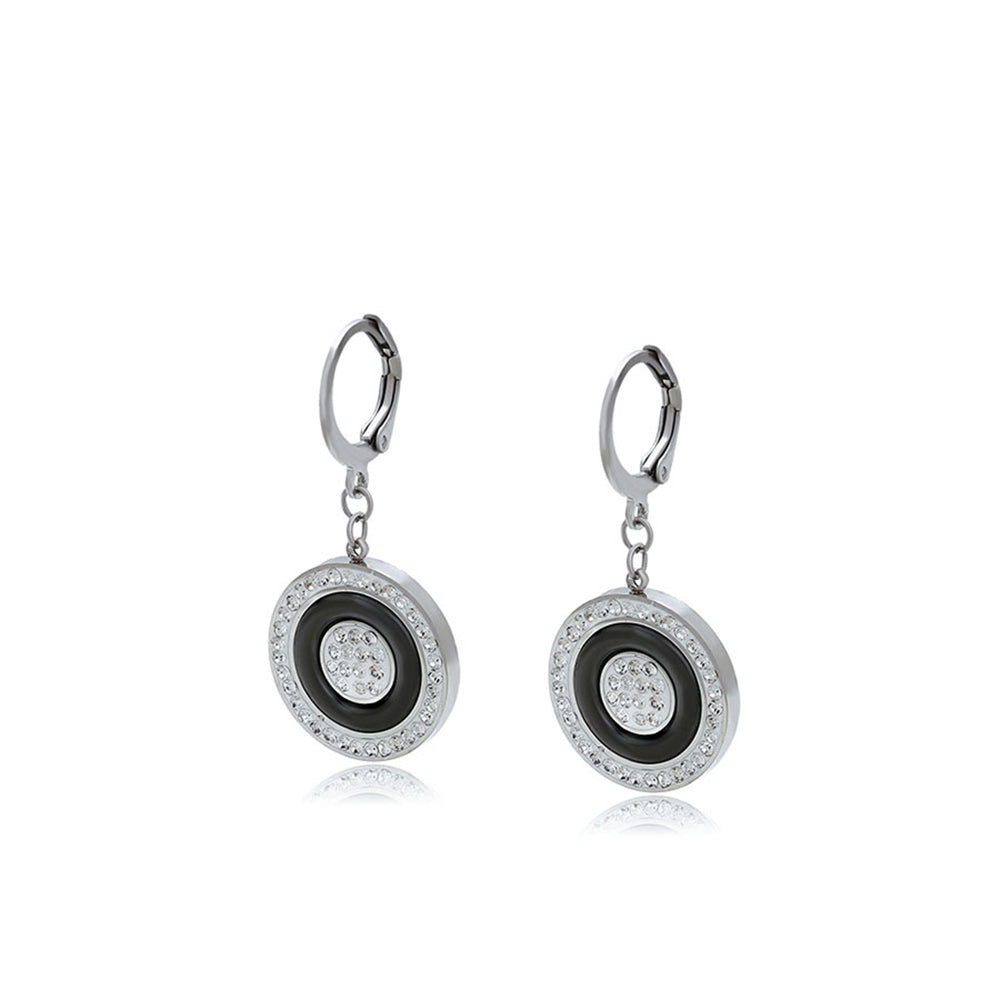 Pendientes de Aleación Bañado en Oro con Cristal Emporia® Blanco y Cristal Emporia® Negro