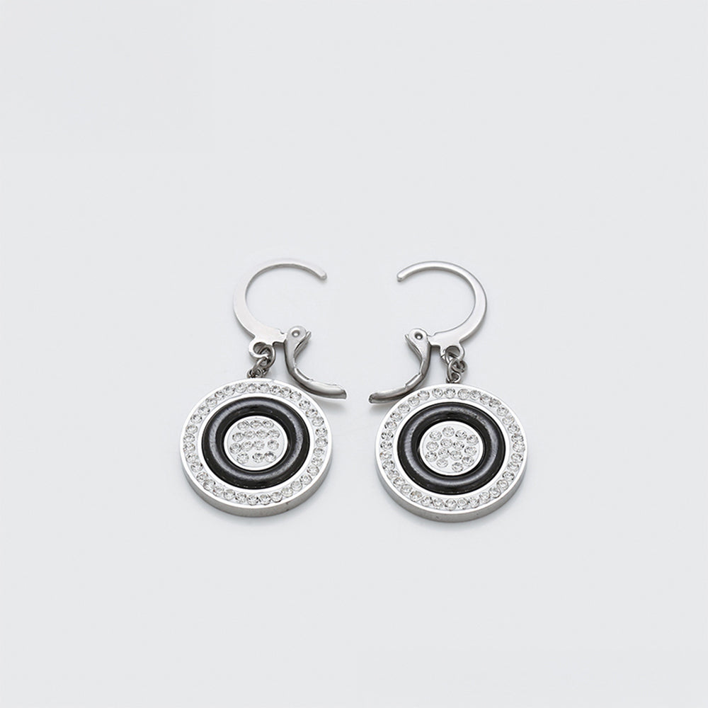 Pendientes de Aleación Bañado en Oro con Cristal Emporia® Blanco y Cristal Emporia® Negro