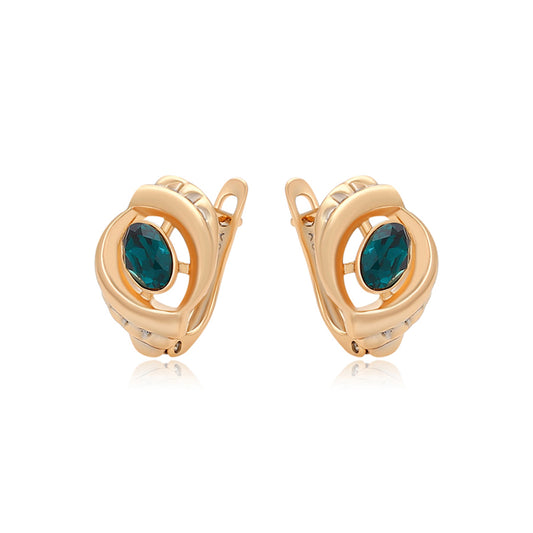 Pendientes de Aleación Bañado en Oro con Cristal Emporia® Verde