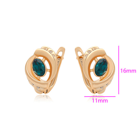 Pendientes de Aleación Bañado en Oro con Cristal Emporia® Verde