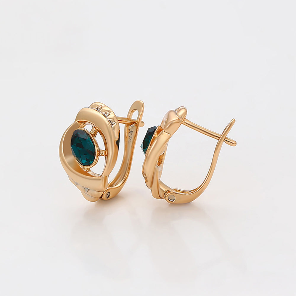 Pendientes de Aleación Bañado en Oro con Cristal Emporia® Verde 6 