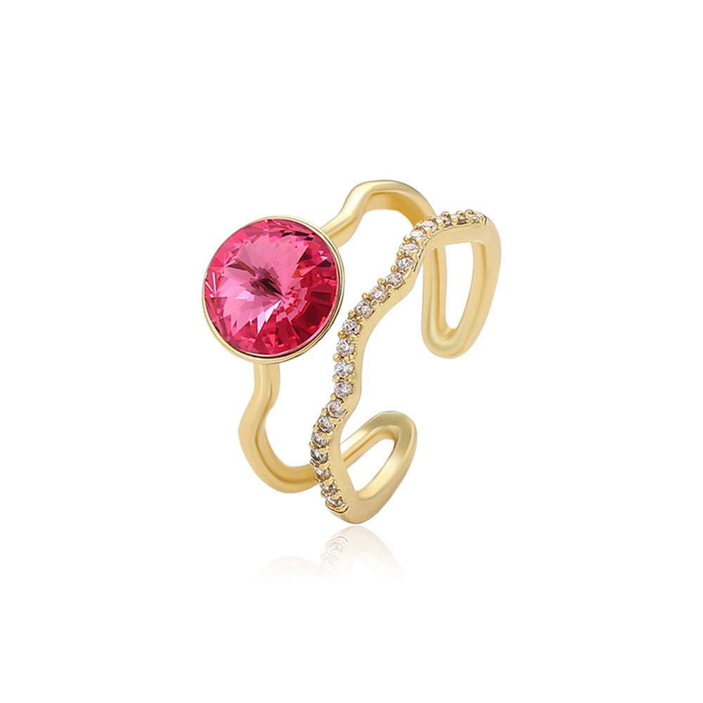 Anillo de Aleación Bañado en Oro con Cristal Emporia® Rojo 1 