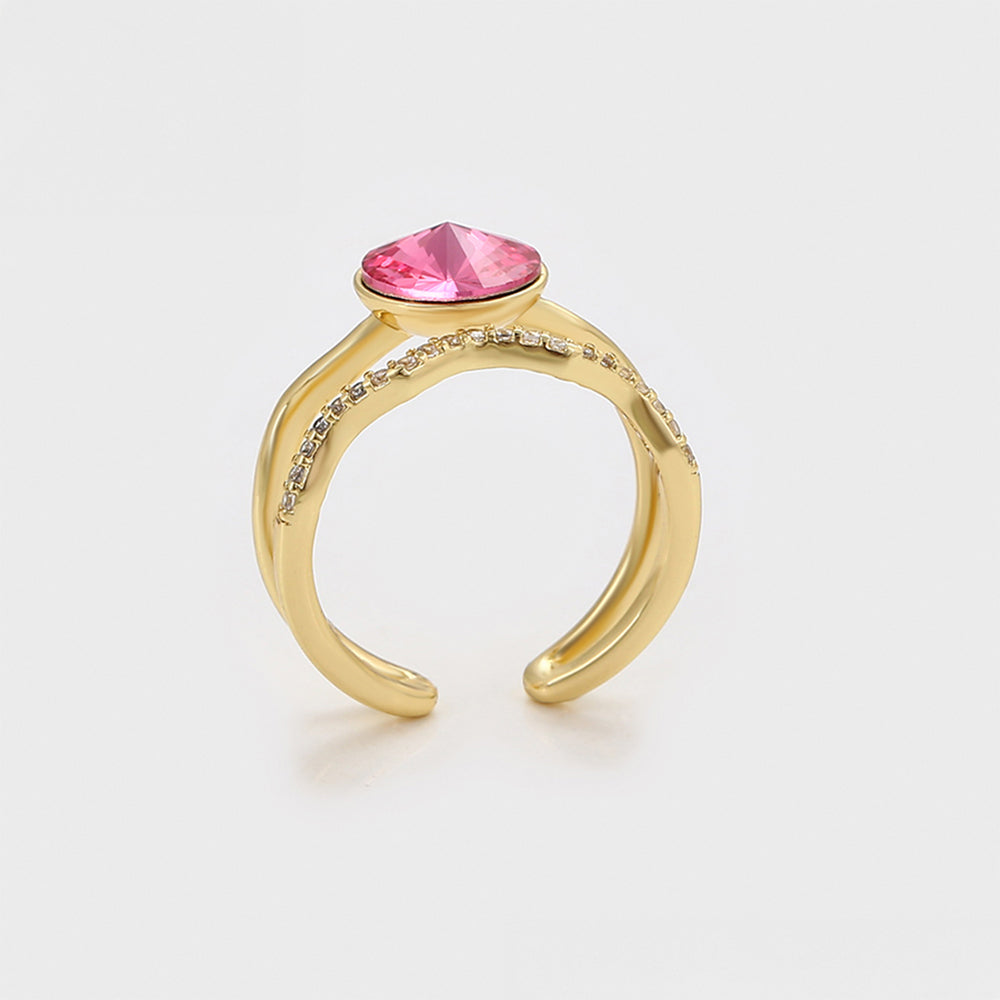 Anillo de Aleación Bañado en Oro con Cristal Emporia® Rojo