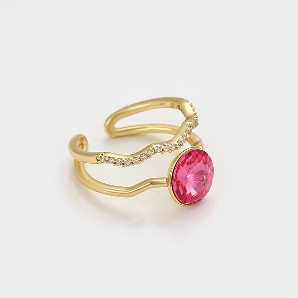 Anillo de Aleación Bañado en Oro con Cristal Emporia® Rojo