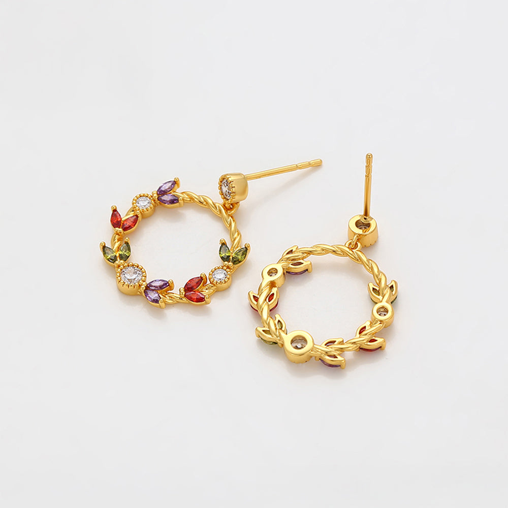 Pendientes de Aleación Bañado en Oro con Cristal Emporia® Rojo y Cristal Emporia® Blanco 7 