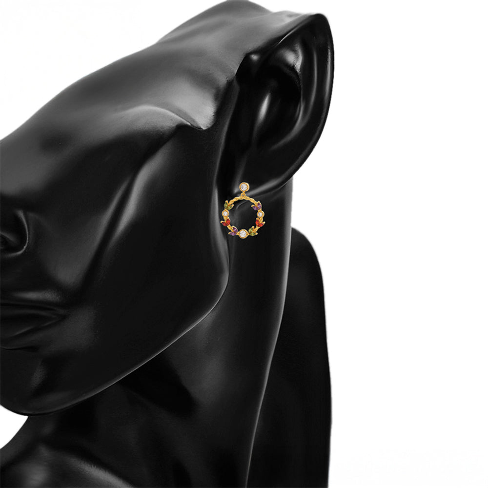 Pendientes de Aleación Bañado en Oro con Cristal Emporia® Rojo y Cristal Emporia® Blanco 8 