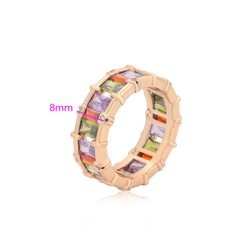 Anillo de Aleación Bañado en Oro con Cristal Emporia® Púrpura y Cristal Emporia® Rosa 2 