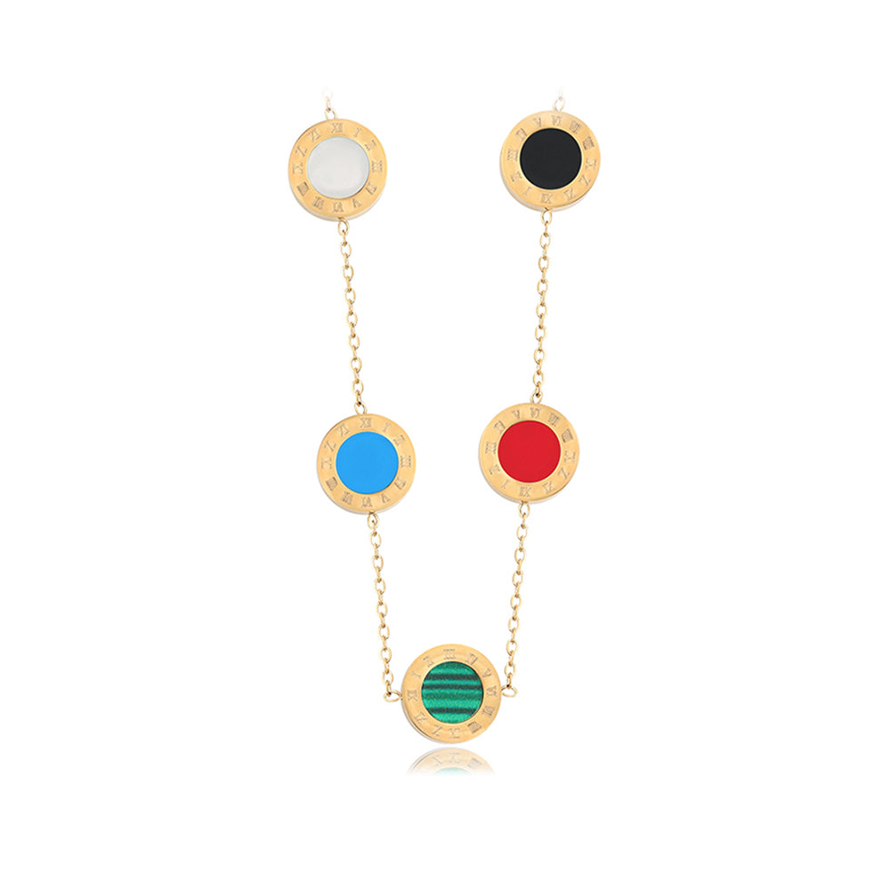 Collar de Aleación Bañado en Oro con Cristal Emporia® Rojo y Cristal Emporia® Azul