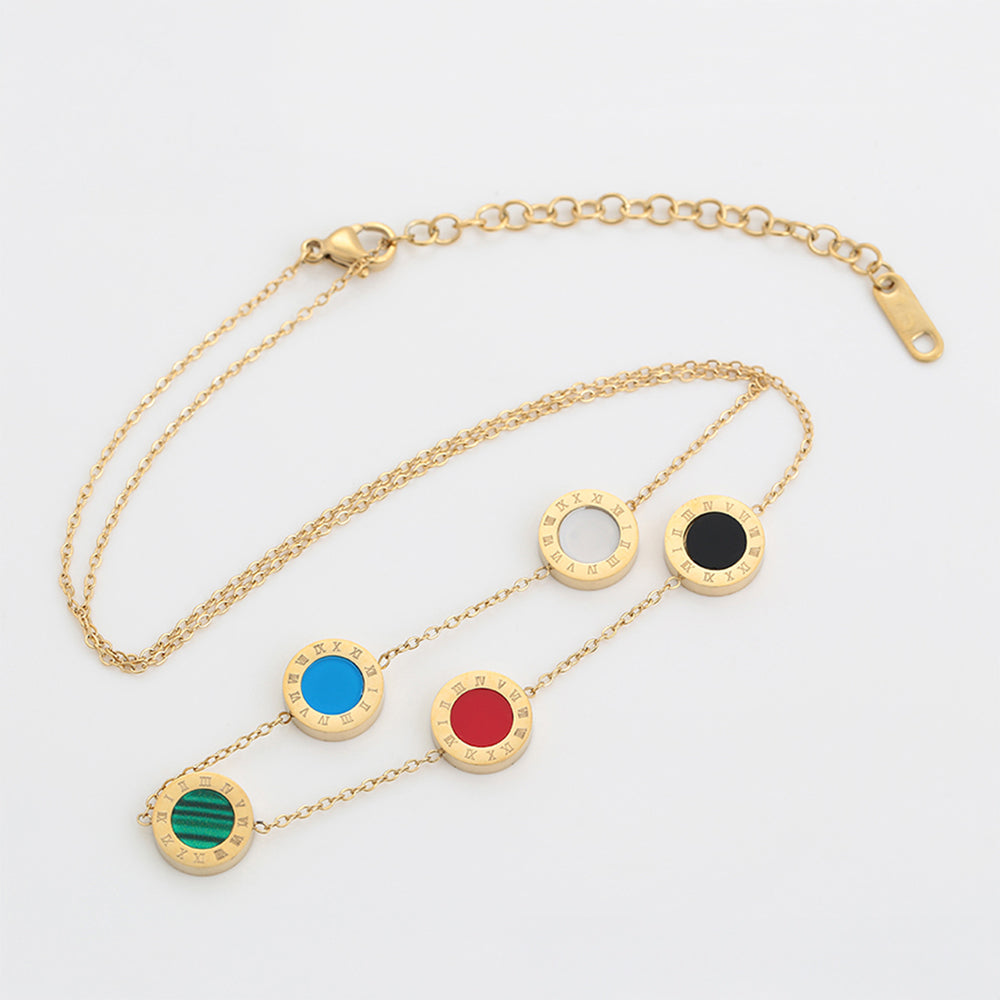 Collar de Aleación Bañado en Oro con Cristal Emporia® Rojo y Cristal Emporia® Azul 1 