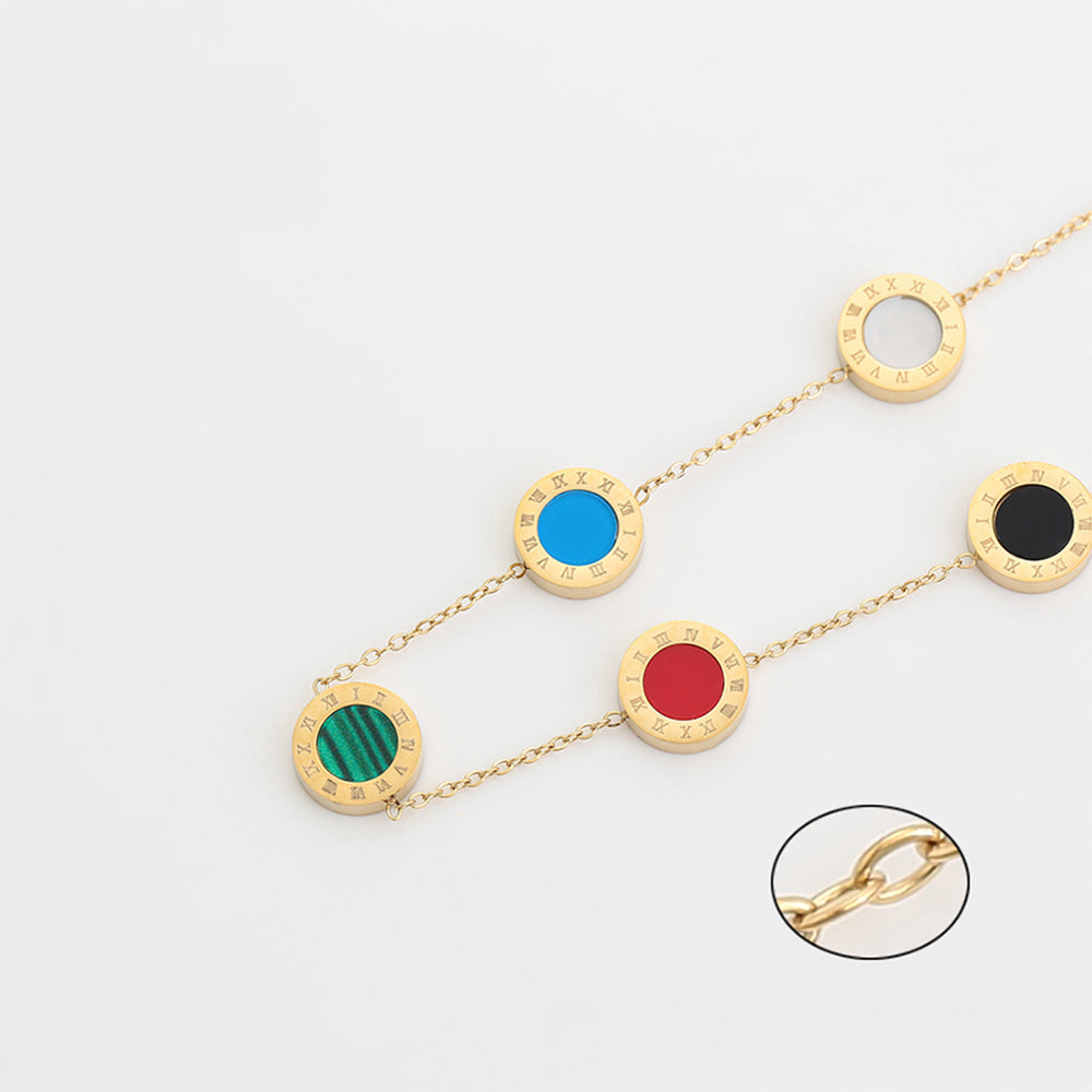 Collar de Aleación Bañado en Oro con Cristal Emporia® Rojo y Cristal Emporia® Azul