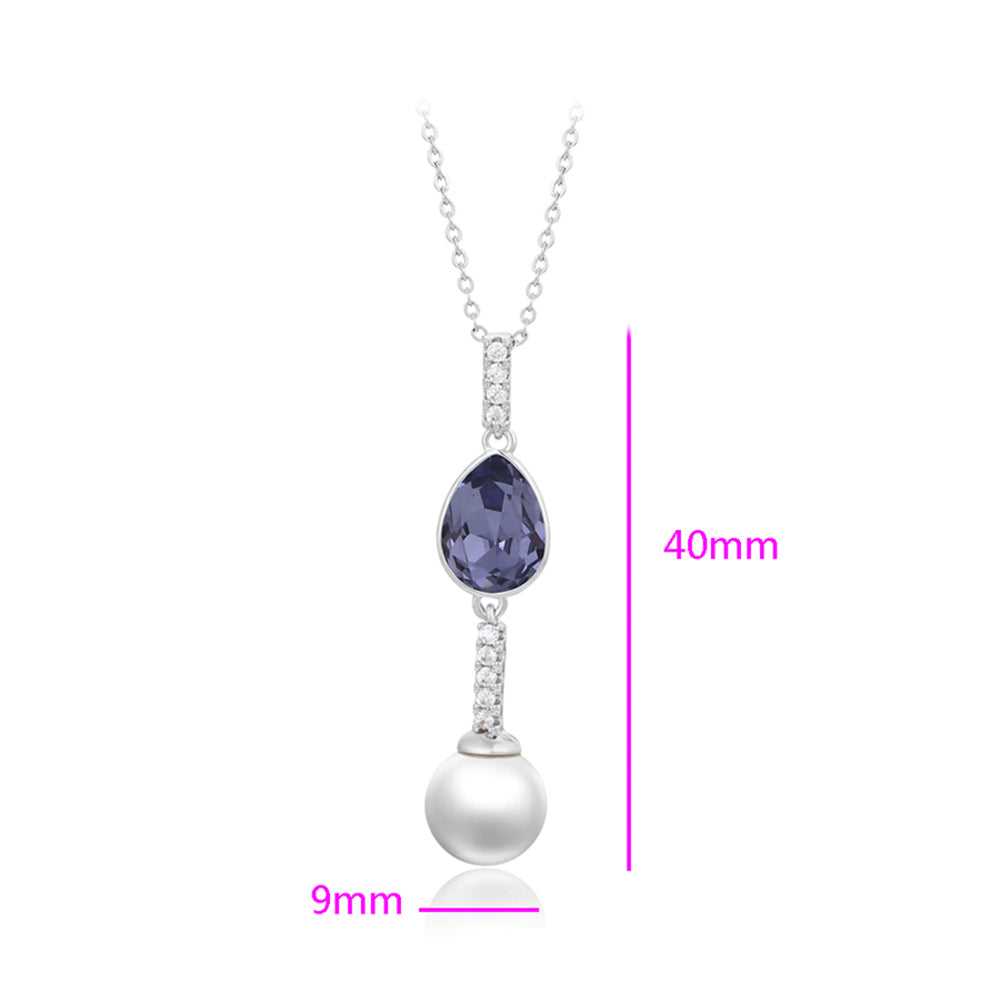 Collar de Aleación Bañado en Oro con Cristal Emporia® Púrpura y Perla de cristal 3 