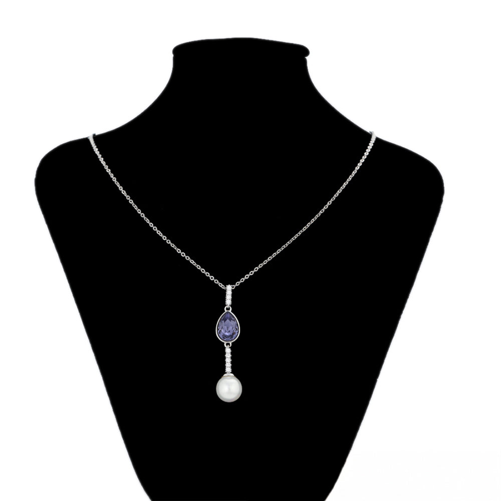 Collar de Aleación Bañado en Oro con Cristal Emporia® Púrpura y Perla de cristal 8 