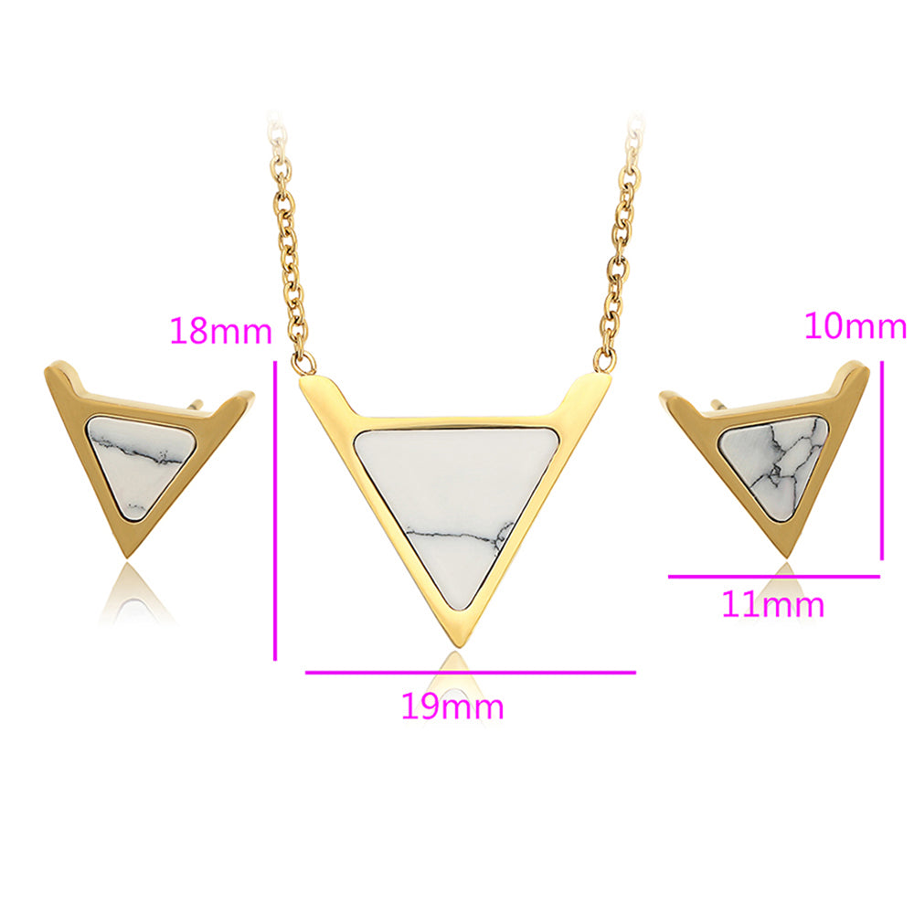 Conjunto de Aleación Bañado en Oro con Cristal Emporia® Blanco ( Collar +Pendientes )