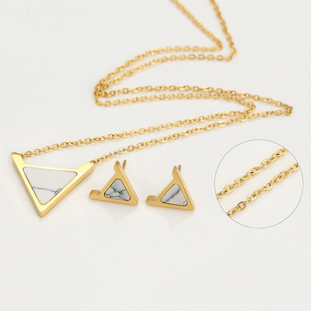 Conjunto de Aleación Bañado en Oro con Cristal Emporia® Blanco ( Collar +Pendientes ) 1 