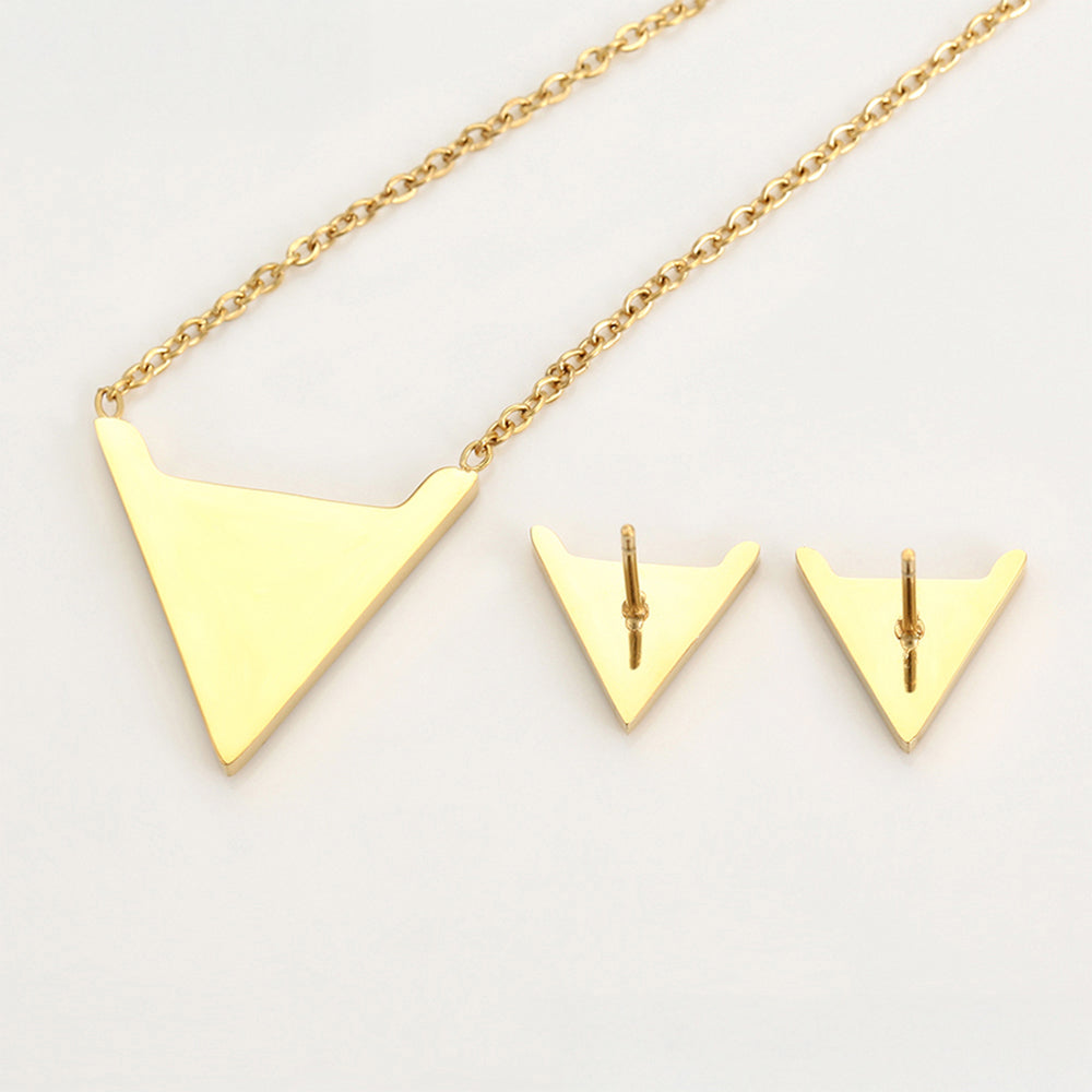 Conjunto de Aleación Bañado en Oro con Cristal Emporia® Blanco ( Collar +Pendientes ) 8 