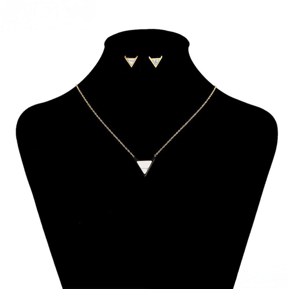 Conjunto de Aleación Bañado en Oro con Cristal Emporia® Blanco ( Collar +Pendientes )