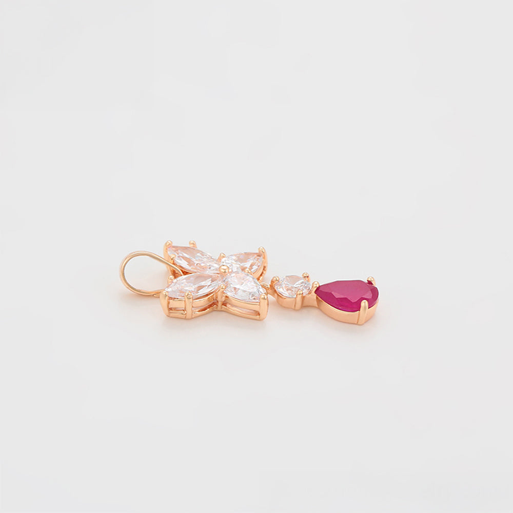 Conjunto de Aleación Bañado en Oro con Cristal Emporia® Rosa y Cristal Emporia® Blanco ( Pendientes +Colgante ) 7 