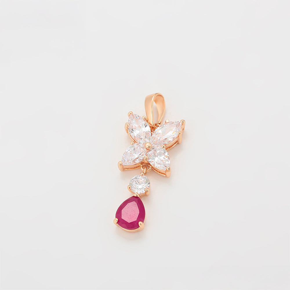 Conjunto de Aleación Bañado en Oro con Cristal Emporia® Rosa y Cristal Emporia® Blanco ( Pendientes +Colgante ) 8 