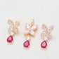 Conjunto de Aleación Bañado en Oro con Cristal Emporia® Rosa y Cristal Emporia® Blanco ( Pendientes +Colgante )