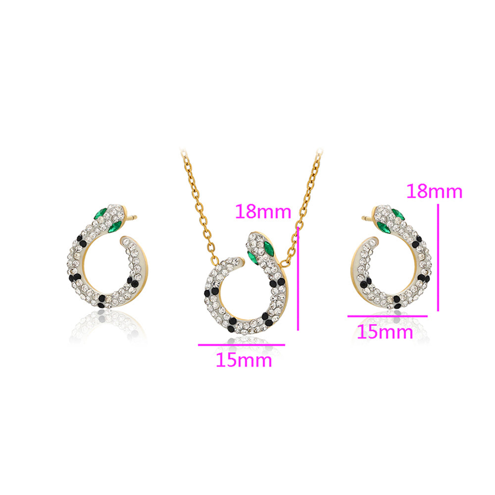 Conjunto de Aleación Bañado en Oro con Cristal Emporia® Verde y Cristal Emporia® Blanco ( Collar +Pendientes ) 5 