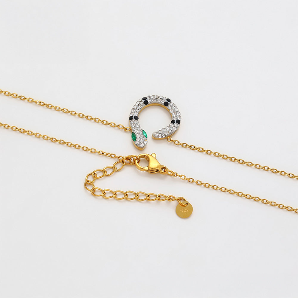 Conjunto de Aleación Bañado en Oro con Cristal Emporia® Verde y Cristal Emporia® Blanco ( Collar +Pendientes )