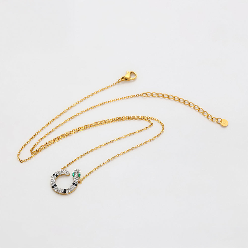 Conjunto de Aleación Bañado en Oro con Cristal Emporia® Verde y Cristal Emporia® Blanco ( Collar +Pendientes )