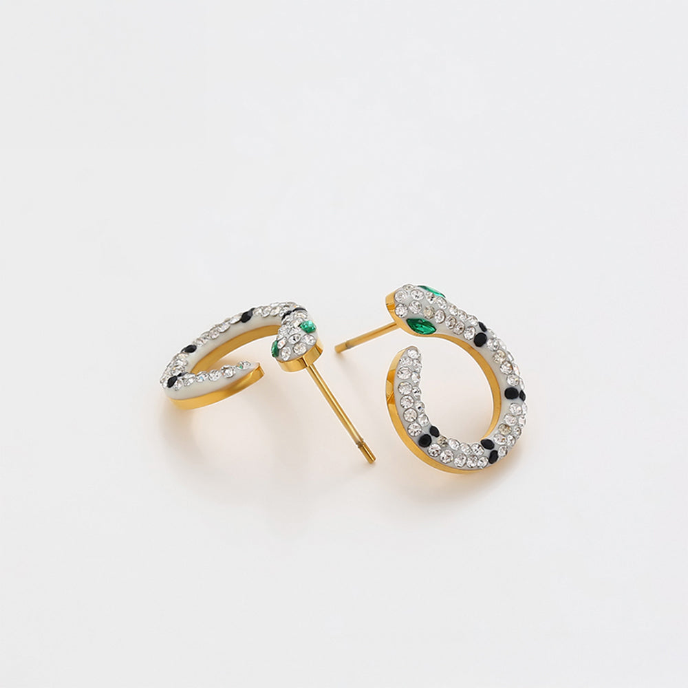 Conjunto de Aleación Bañado en Oro con Cristal Emporia® Verde y Cristal Emporia® Blanco ( Collar +Pendientes ) 10 