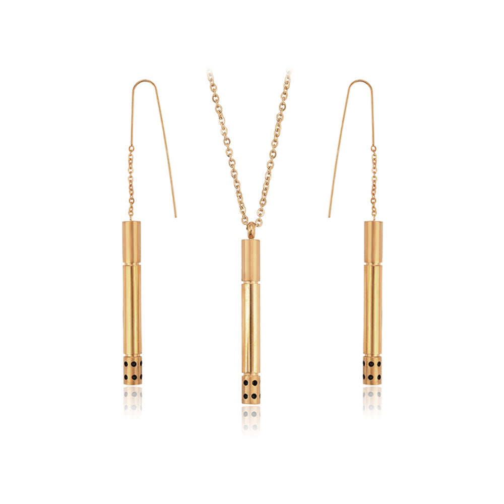 Conjunto de Aleación Bañado en Oro con Cristal Emporia® Rojo ( Collar +Pendientes +Colgante ) 1 