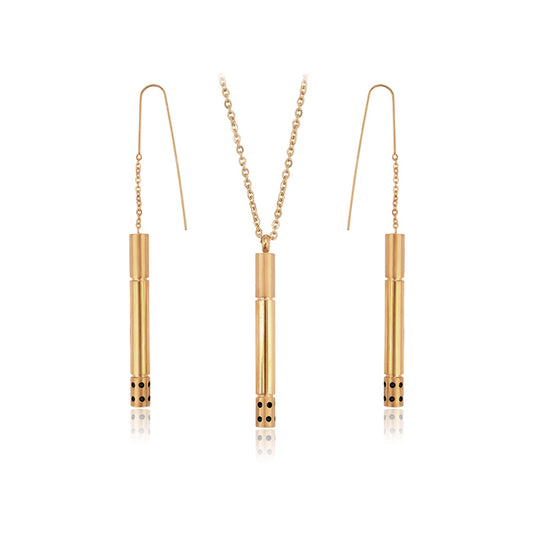 Conjunto de Aleación Bañado en Oro con Cristal Emporia® Rojo ( Collar +Pendientes +Colgante )