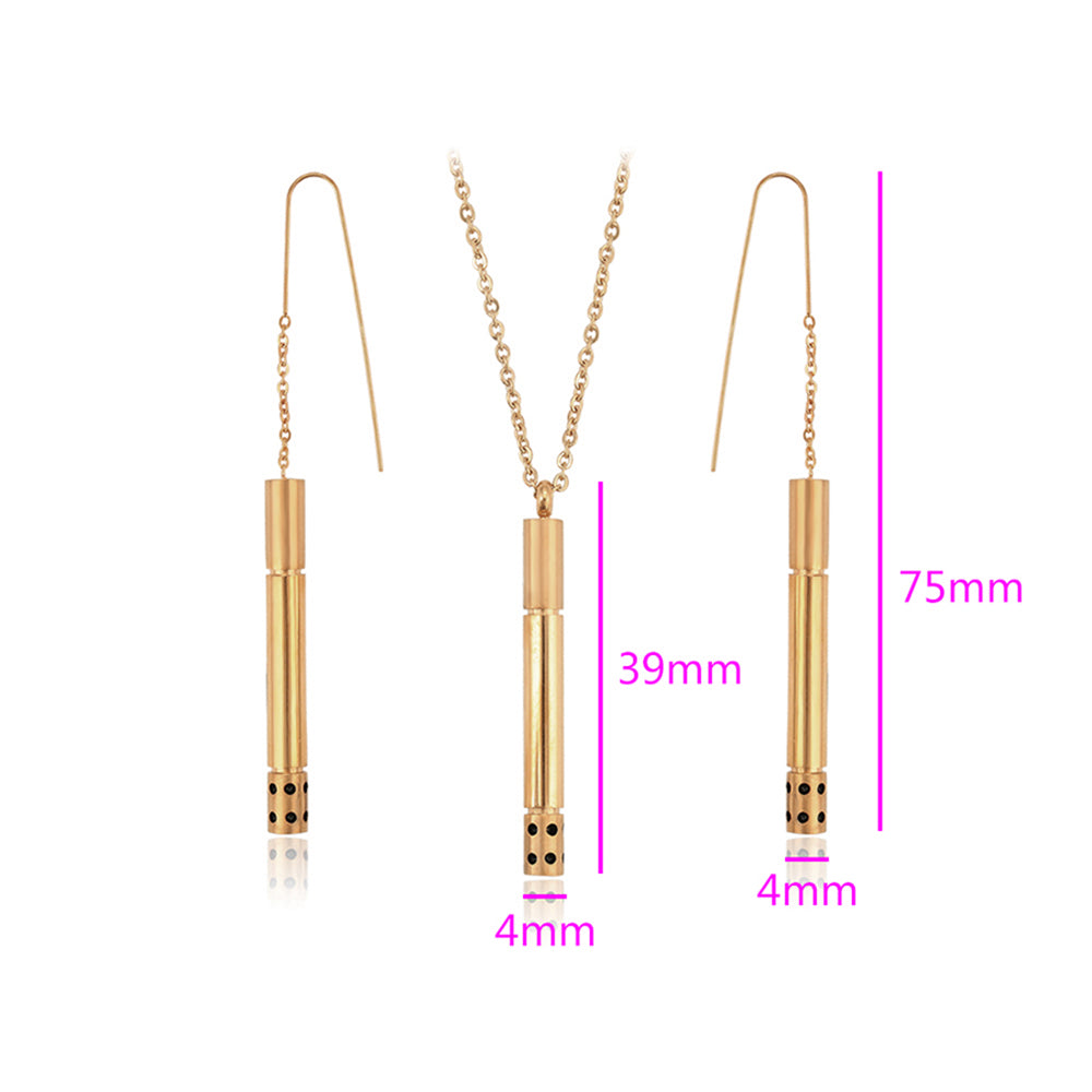 Conjunto de Aleación Bañado en Oro con Cristal Emporia® Rojo ( Collar +Pendientes +Colgante )