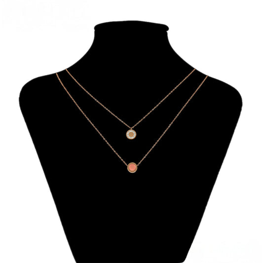 Conjunto de Aleación Bañado en Oro con Cristal Emporia® Rosa y Cristal Emporia® Blanco ( Collar +Pulsera )