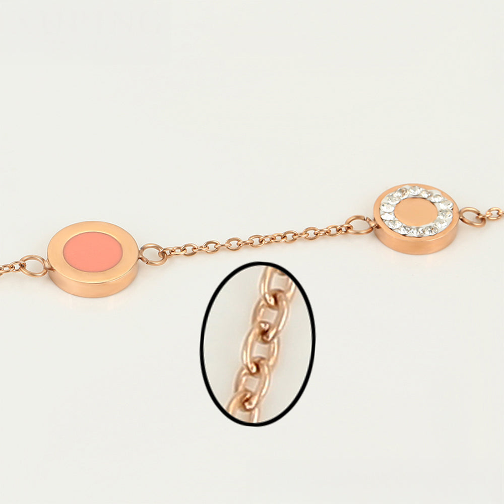 Conjunto de Aleación Bañado en Oro con Cristal Emporia® Rosa y Cristal Emporia® Blanco ( Collar +Pulsera )