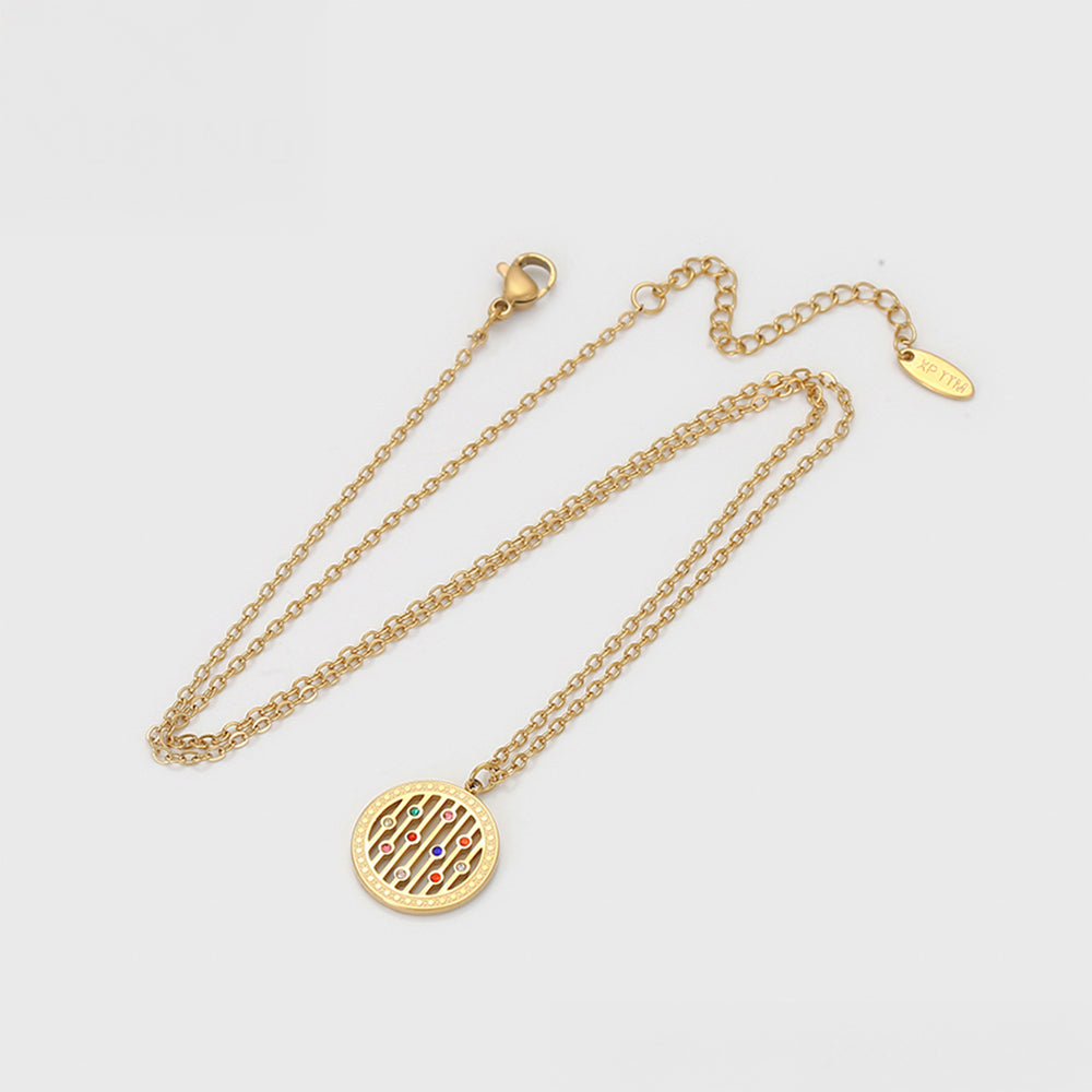 Conjunto de Aleación Bañado en Oro con Cristal Emporia® Rojo y Cristal Emporia® Azul ( Collar +Pendientes +Pulsera +Colgante ) 3 