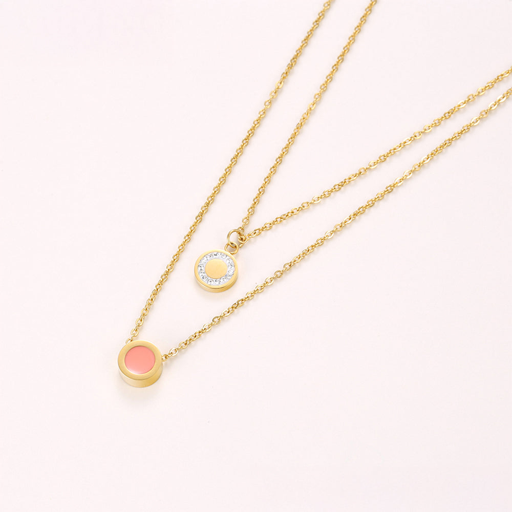 Conjunto de Aleación Bañado en Oro con Cristal Emporia® Rosa y Cristal Emporia® Blanco ( Collar +Pulsera ) 4 