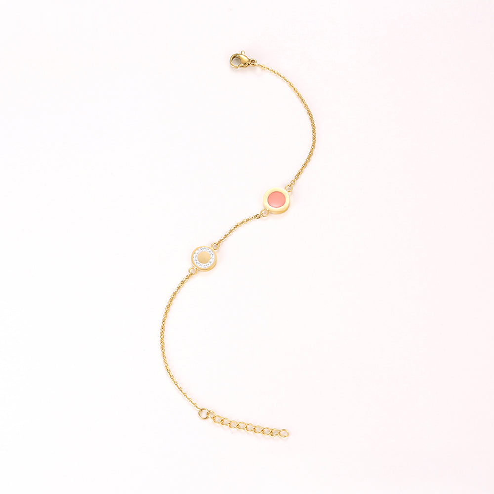 Conjunto de Aleación Bañado en Oro con Cristal Emporia® Rosa y Cristal Emporia® Blanco ( Collar +Pulsera ) 5 
