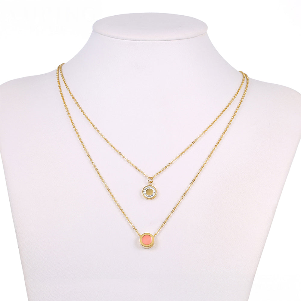 Conjunto de Aleación Bañado en Oro con Cristal Emporia® Rosa y Cristal Emporia® Blanco ( Collar +Pulsera ) 7 