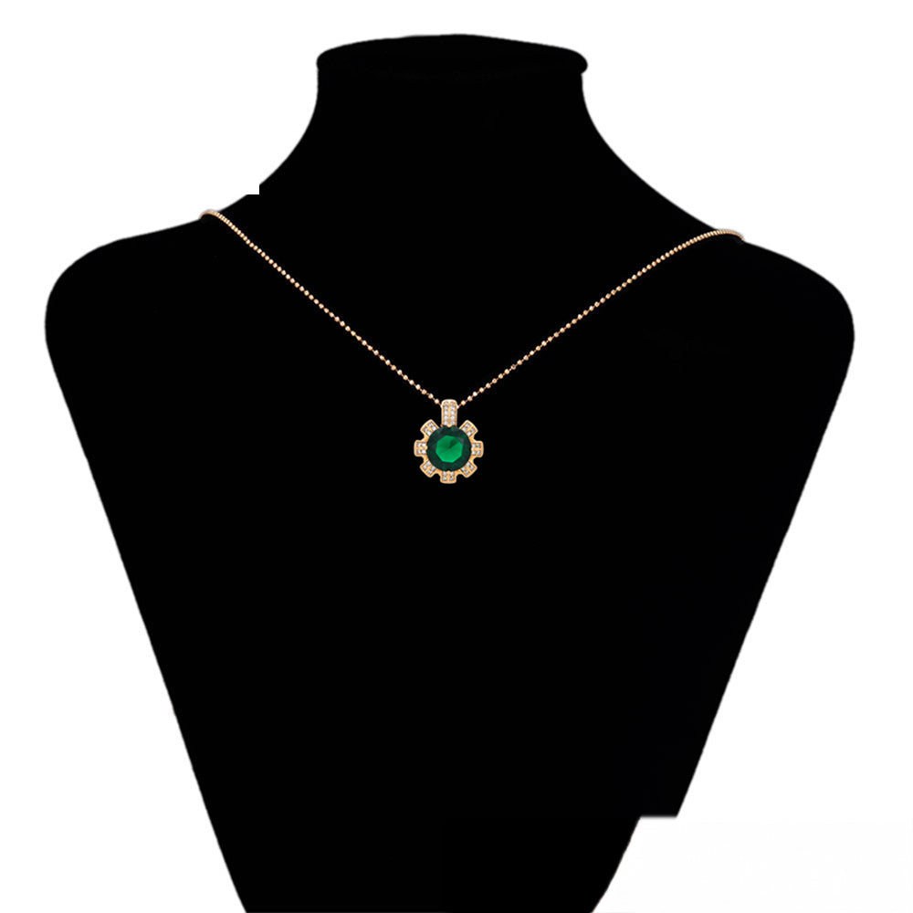 Conjunto de Aleación Bañado en Oro con Cristal Emporia® Verde y Perla de cristal ( Pendientes +Anillo +Colgante ) 6 