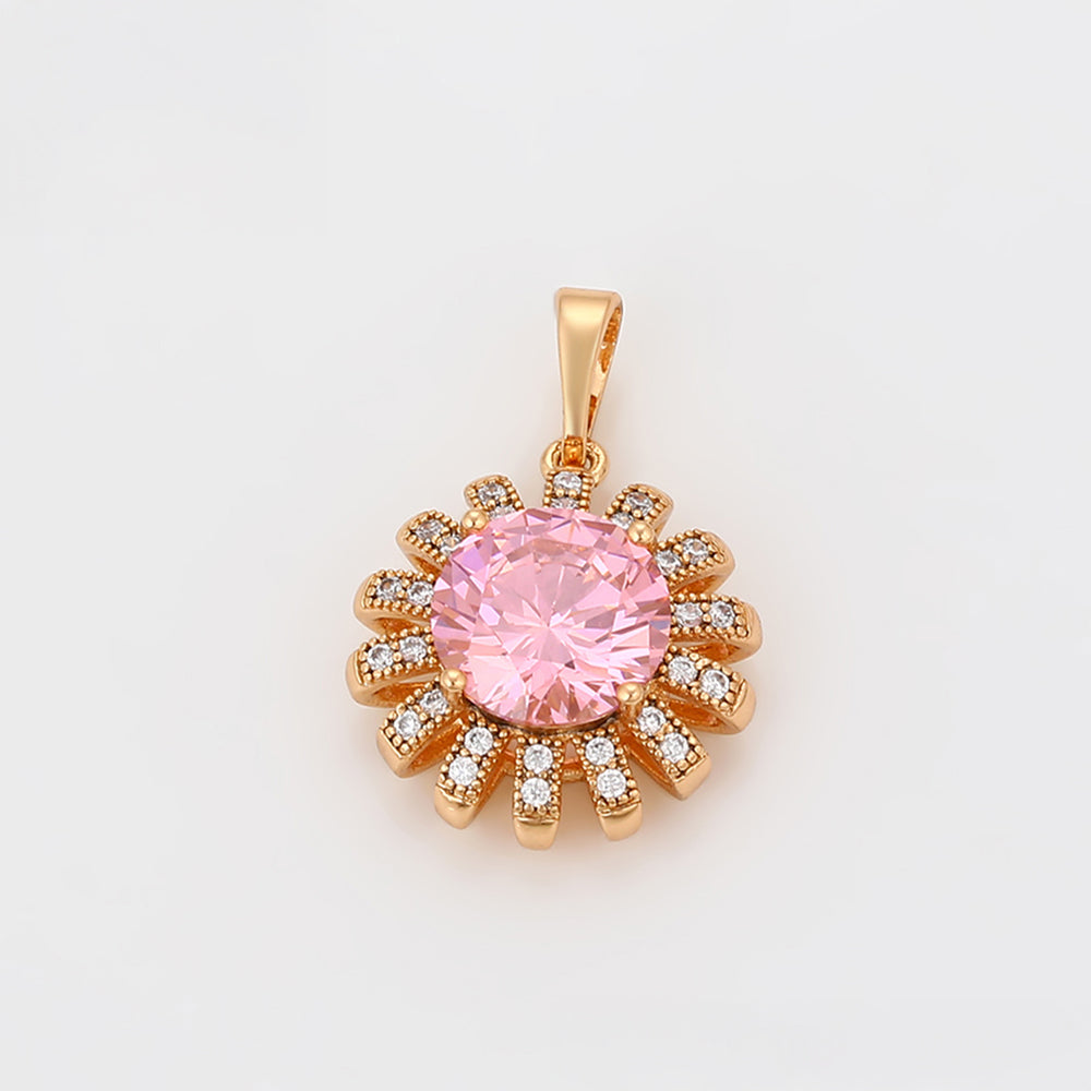 Conjunto de Aleación Bañado en Oro con Cristal Emporia® Rosa y Cristal Emporia® Blanco ( Pendientes +Anillo +Colgante )